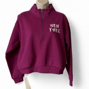 Vibrant Pink Wildfox Quarter Zip Graphic New York‎ Sweatshirt